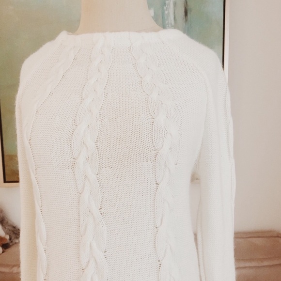 White Cable Knit Sweater Dress - Picture 2 of 7
